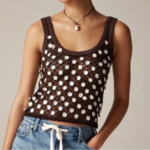 JCREW Crochet shell embroidered top